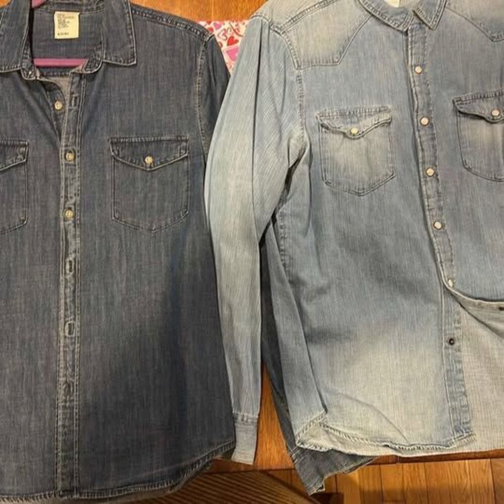 H & M  2-Blue Denim Snap or Button  Size M